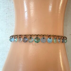 Serefina Blue Faceted Disc Dangle Charm Bracelet Gold Tone